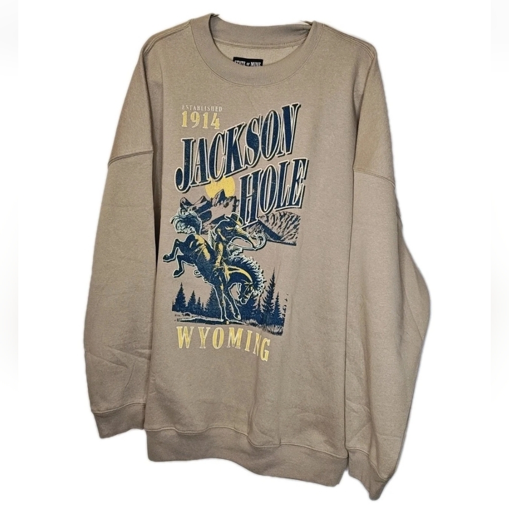 Jackson Hole Sweatshirt 2X XXL Brown Fleece Lined Cowboy Bronc Rider Western Nwt - Picture 2 of 8